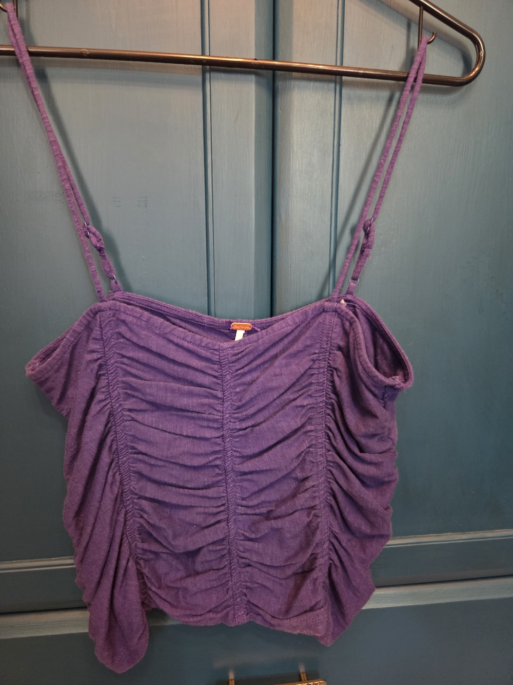 Free People Purple Ruched Spaghetti Strap Camisole